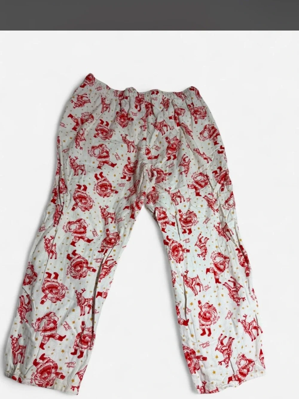 Red Santa Print Pajama Pants - White/Red